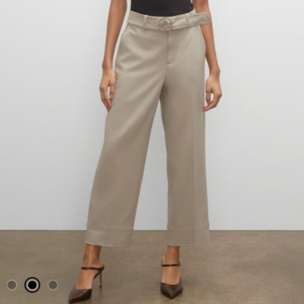 Club Monaco Wide Leg Belted Pants In Light Taupe